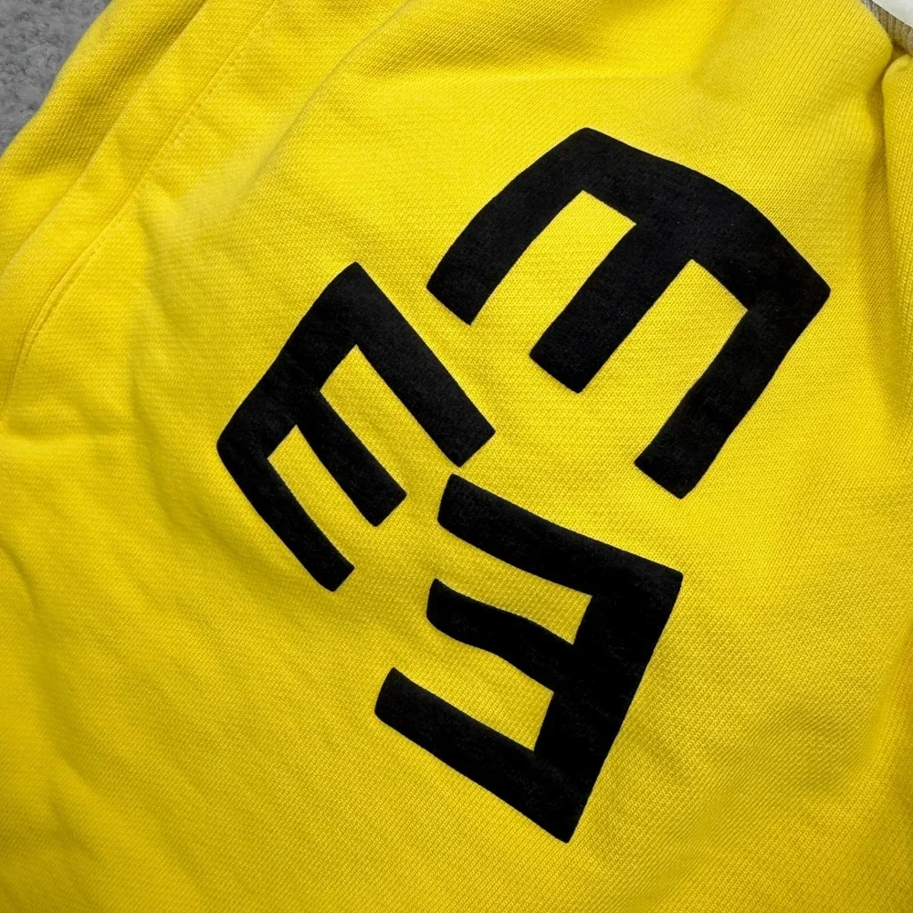 Wind and Sea Shorts Mens M Yellow Graphic Logo Drawstring‎ Zipper Pockets